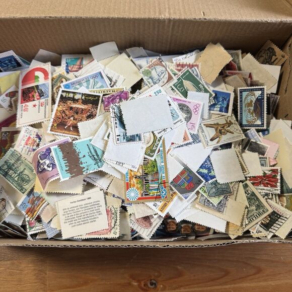 Box Lot of Postage Stamps From Around The World -Post Cards, Single Stamps, Etc - Picture 1 of 1